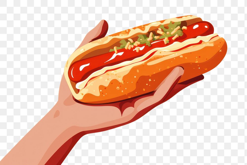 PNG Hot dog ketchup holding food hand. 