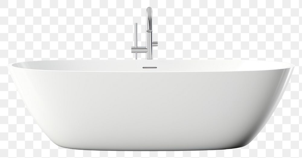 PNG Modern clean ceramic bathtub white white background simplicity. 