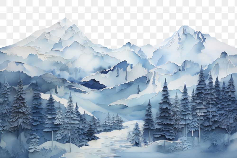 PNG Winter mountain landscape painting winter nature. 