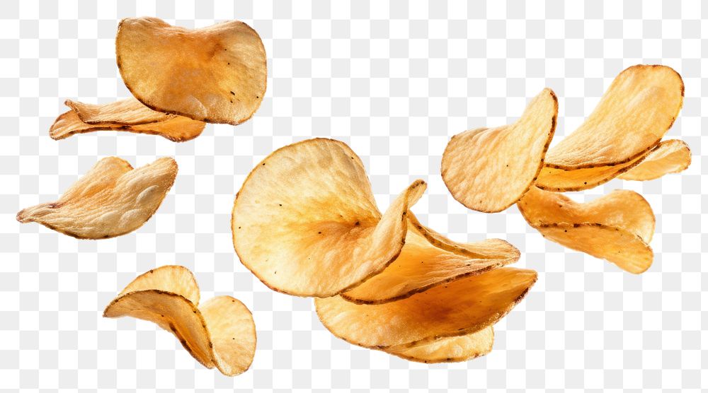 PNG Potato chips plant petal white background. AI generated Image by rawpixel.