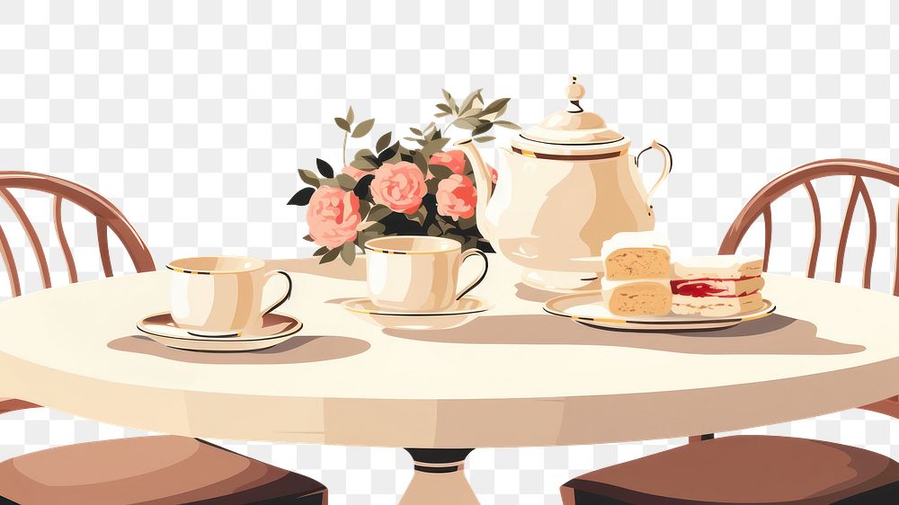 PNG English afternoon tea table food furniture. AI generated Image by rawpixel.