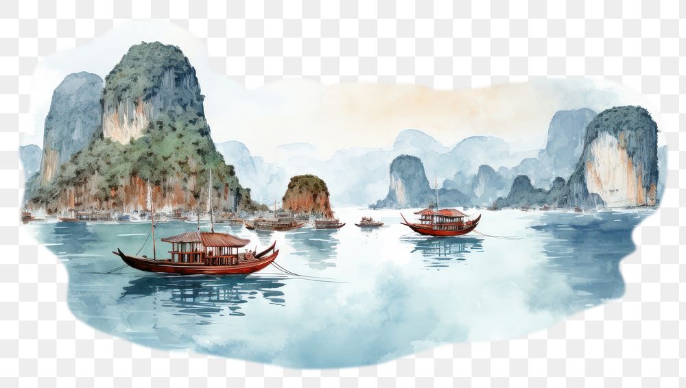 PNG Ha long bay outdoors vehicle nature. AI generated Image by rawpixel.