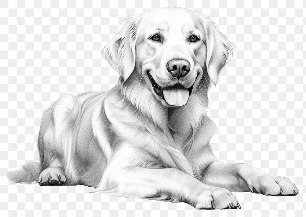 PNG Drawing sketch dog retriever. AI generated Image by rawpixel.