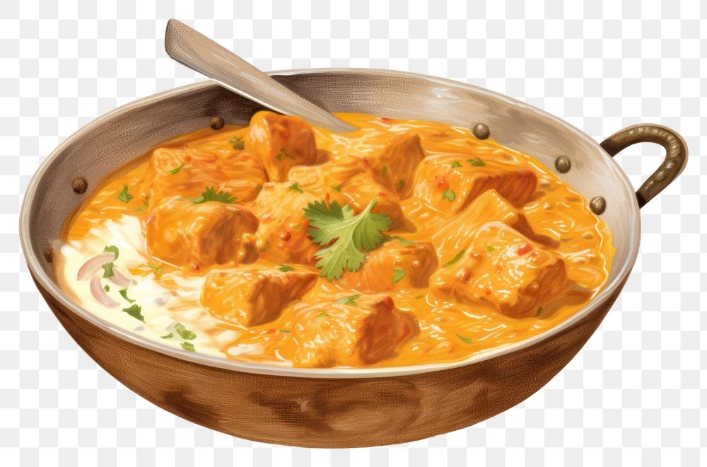PNG Tasty butter chicken curry dish food stew meal. AI generated Image by rawpixel.