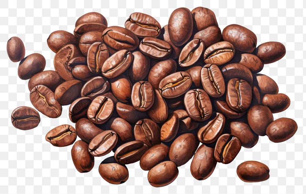 PNG Coffee beans backgrounds food white background. AI generated Image by rawpixel.