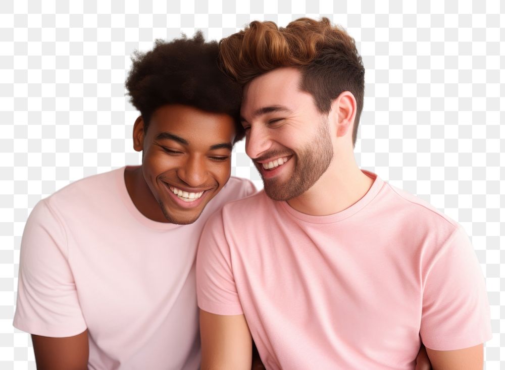 PNG  Romantic young happy couple two gay laughing smiling smile. AI generated Image by rawpixel.