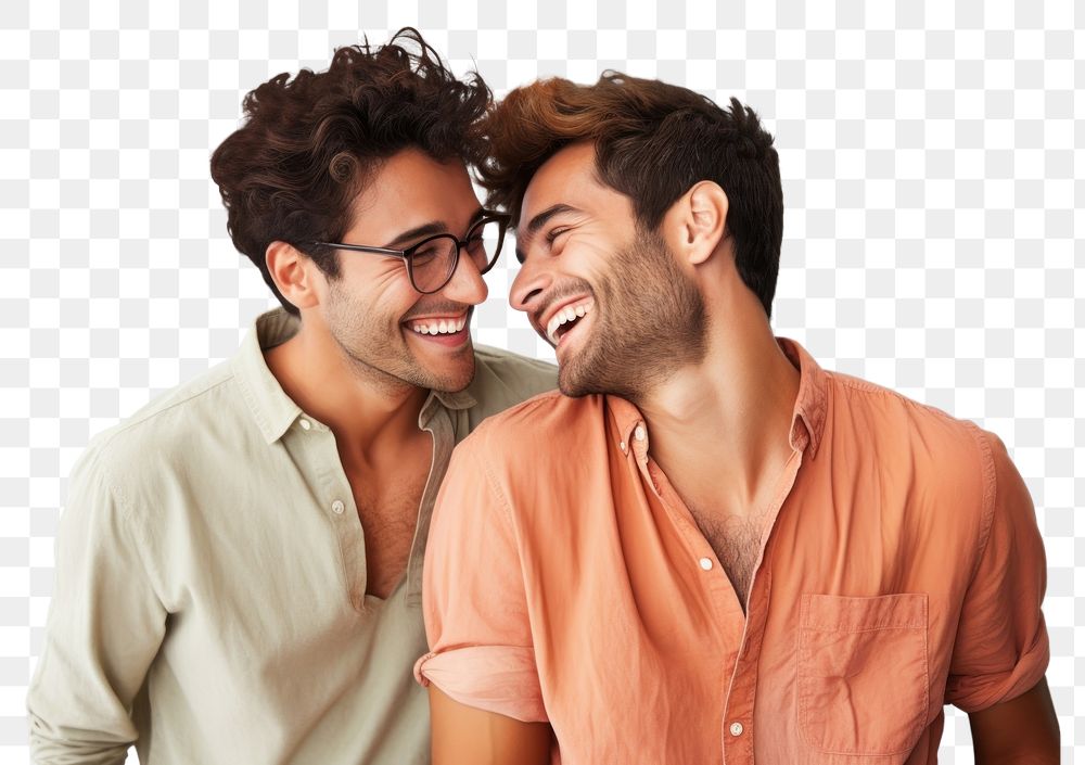 PNG Romantic young happy couple two gay laughing smiling smile. AI generated Image by rawpixel.