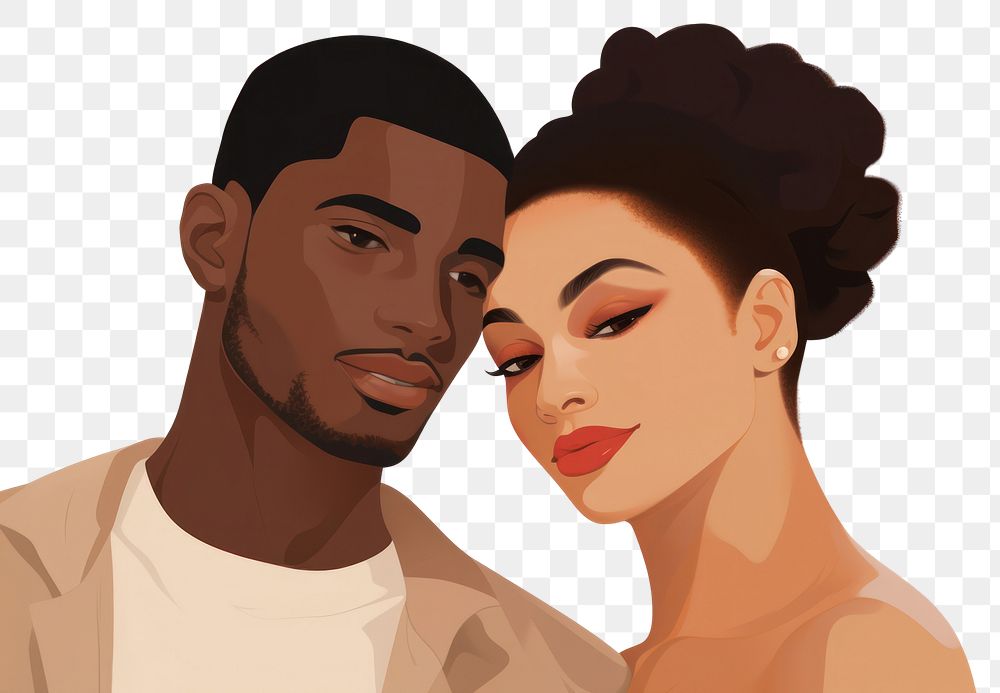 PNG Diverse couple portrait adult face. AI generated Image by rawpixel.
