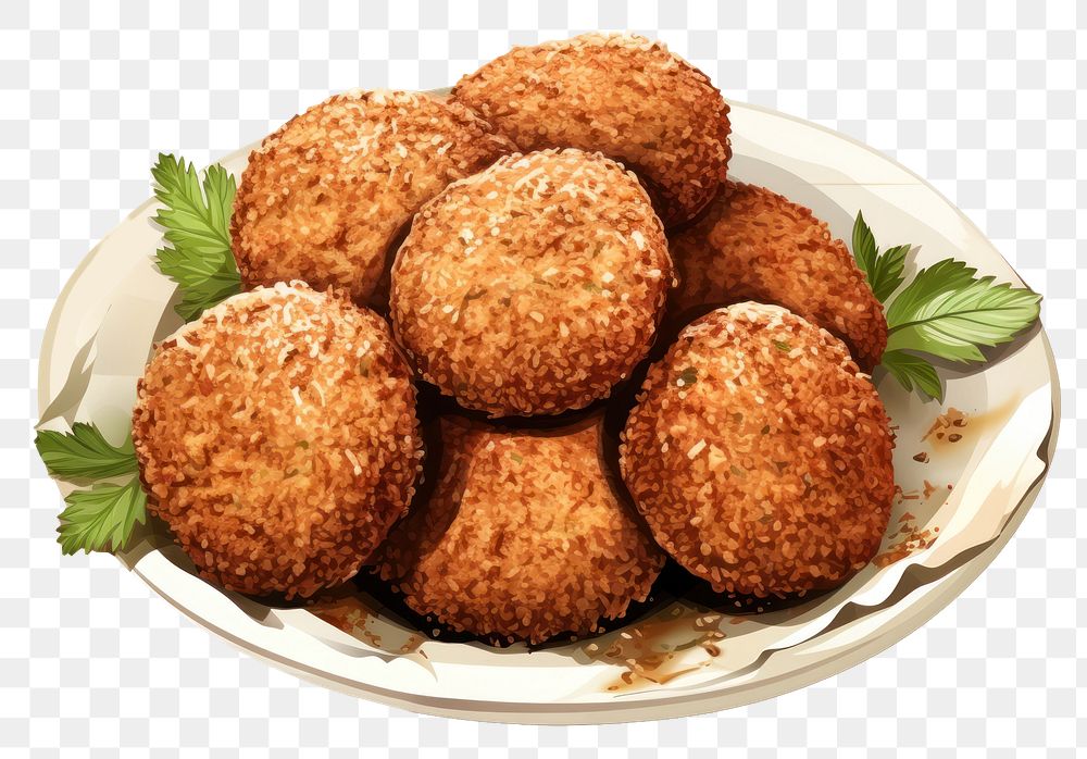 PNG Falafel food cutlet plate. AI generated Image by rawpixel.