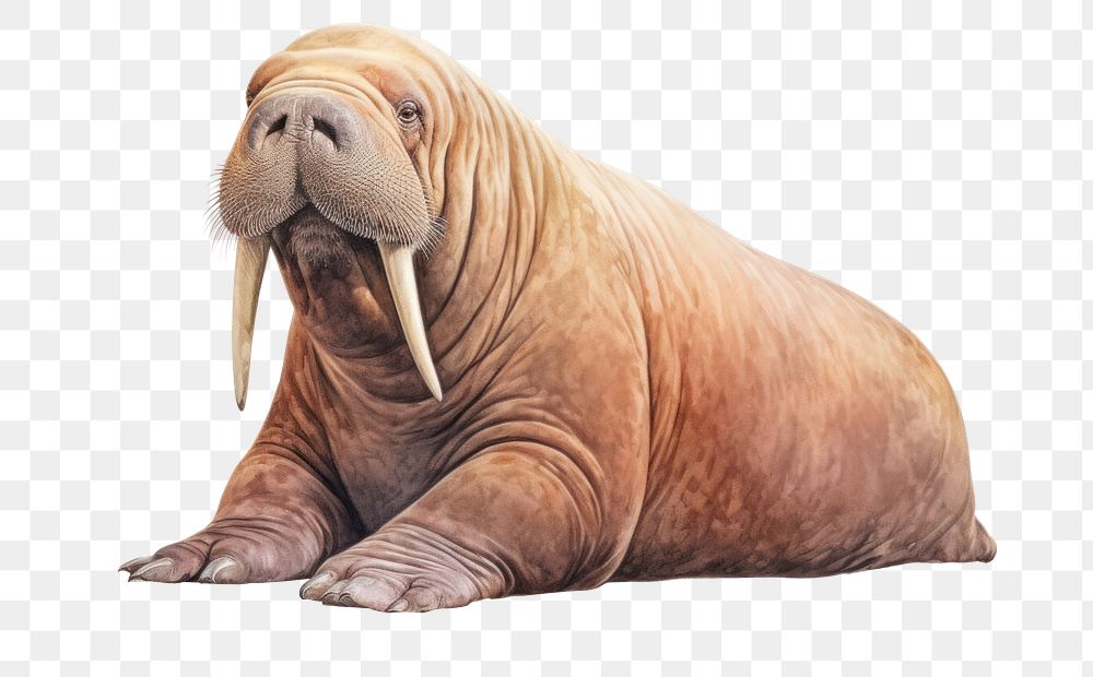 PNG Walrus wildlife animal drawing. AI generated Image by rawpixel.
