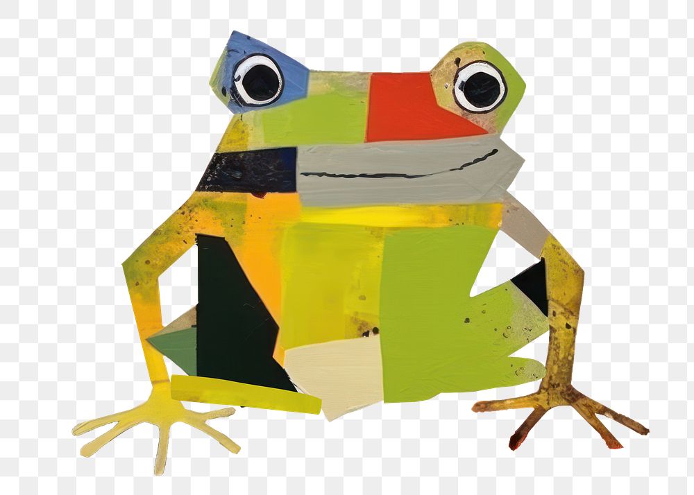 PNG Art painting collage frog. 