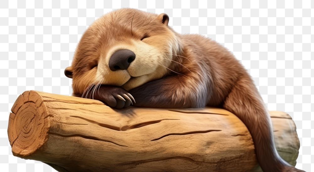 PNG Sleeping otter wildlife cartoon mammal. 