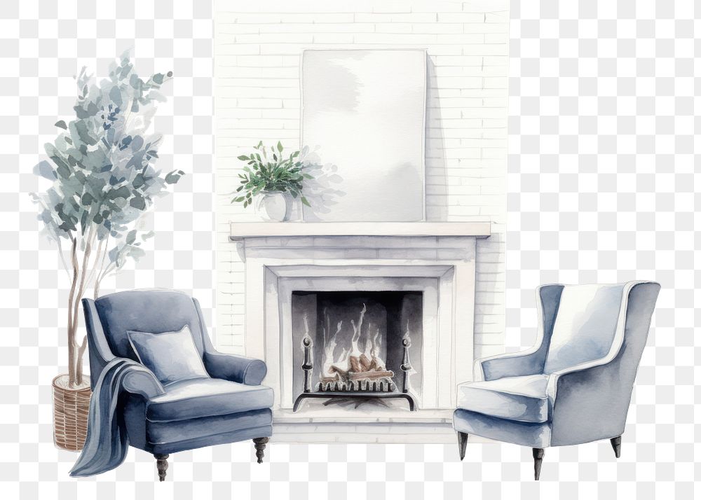 PNG Living room fireplace furniture hearth. 