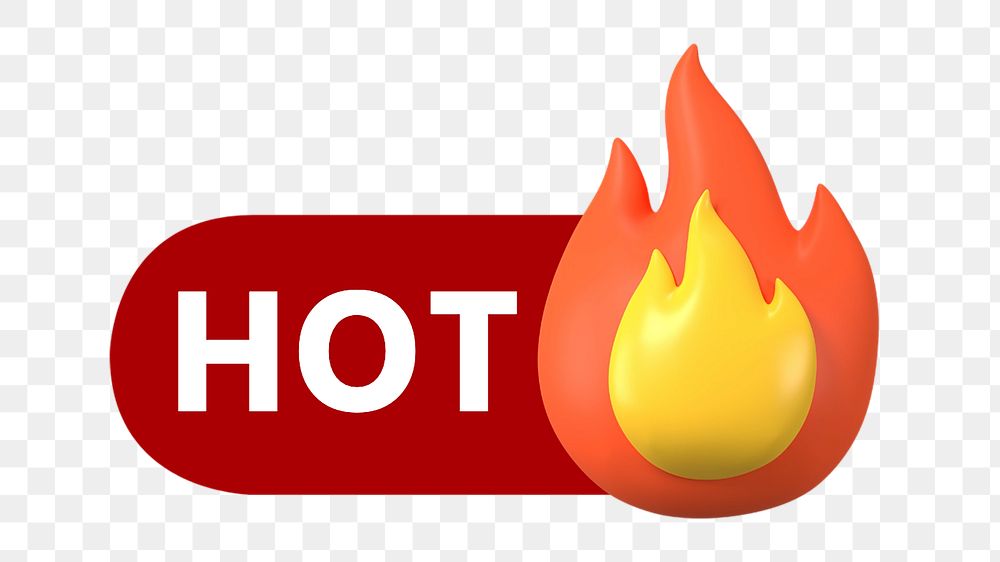 PNG Hot flame 3D icon, transparent background