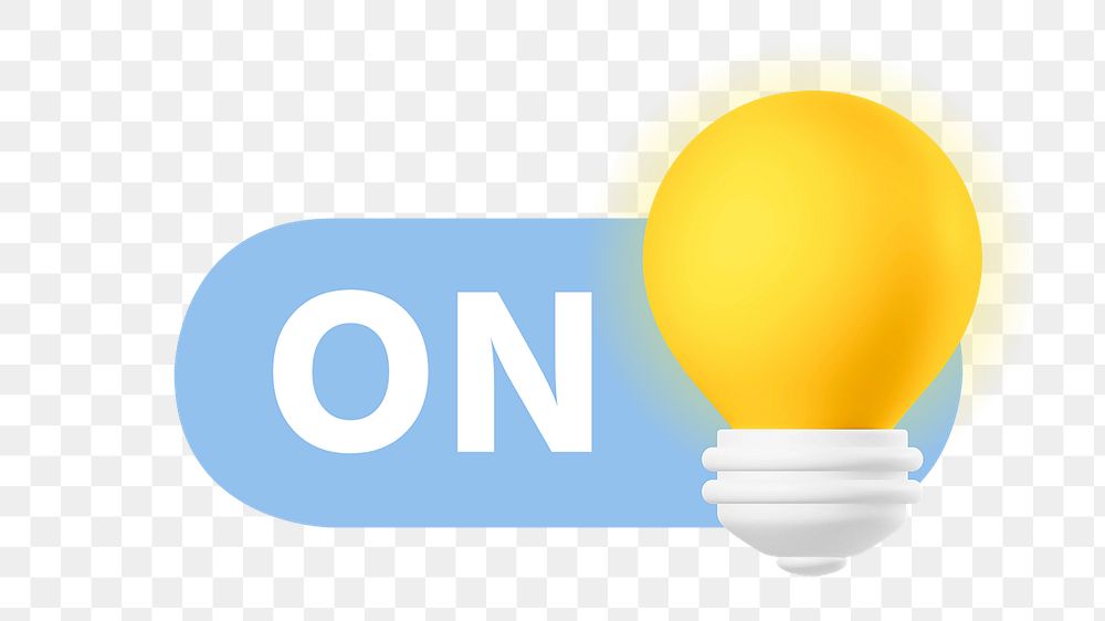 PNG On light bulb 3D icon, transparent background