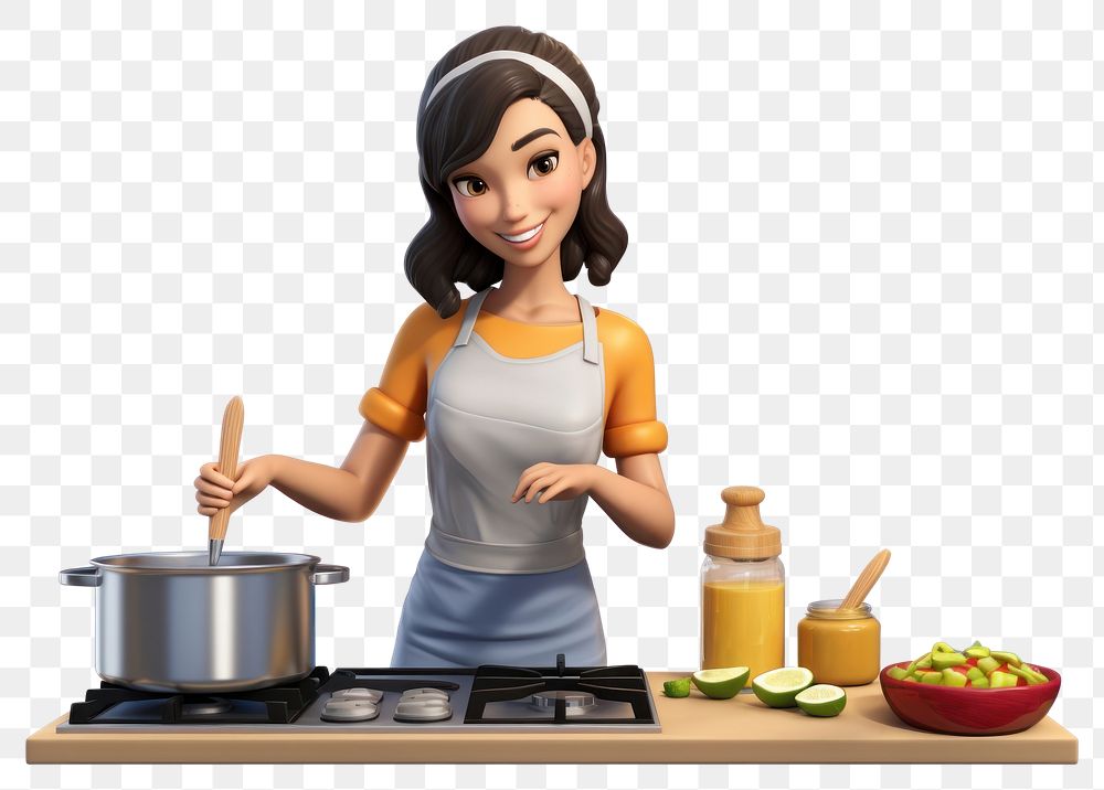 PNG Asian woman cooking kitchen cartoon adult. 