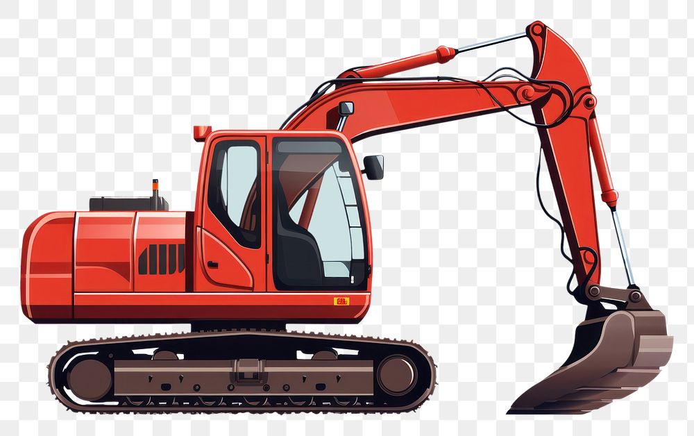 PNG Red excavator white background construction. 