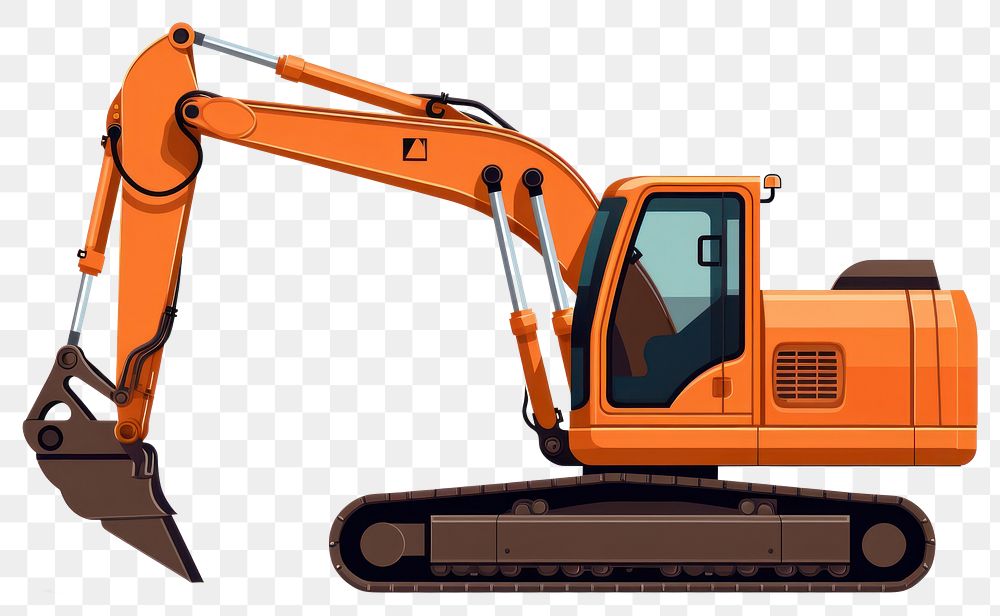 PNG  Orange excavator  white background construction. AI generated Image by rawpixel.