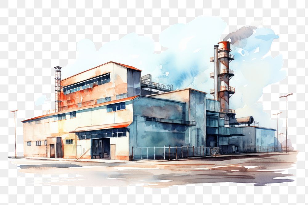 PNG Factory architecture building pollution. AI generated Image by rawpixel.