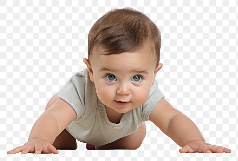 PNG Baby crawling white background relaxation beginnings. AI generated Image by rawpixel.