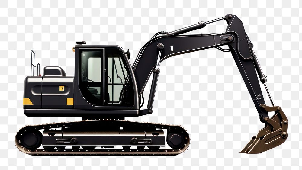 PNG Black excavator white background construction. 