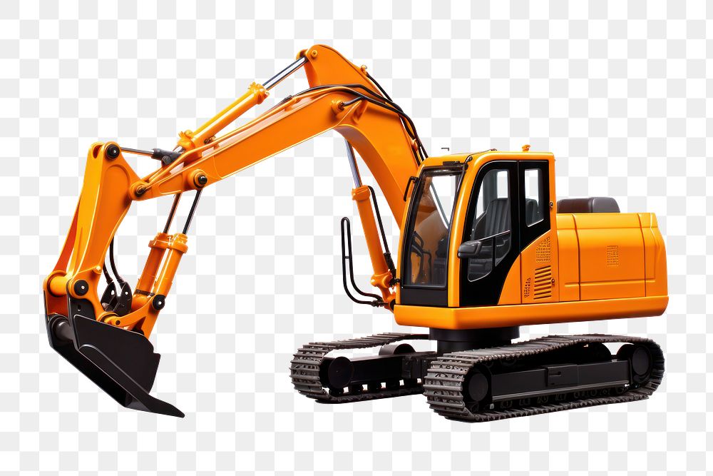 PNG Orange excavator white background construction. 