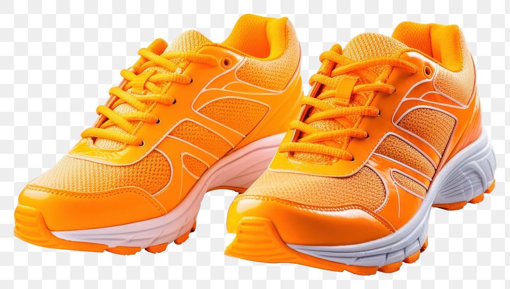 PNG Orange sport shoes footwear shoelace clothing. AI generated Image by rawpixel.