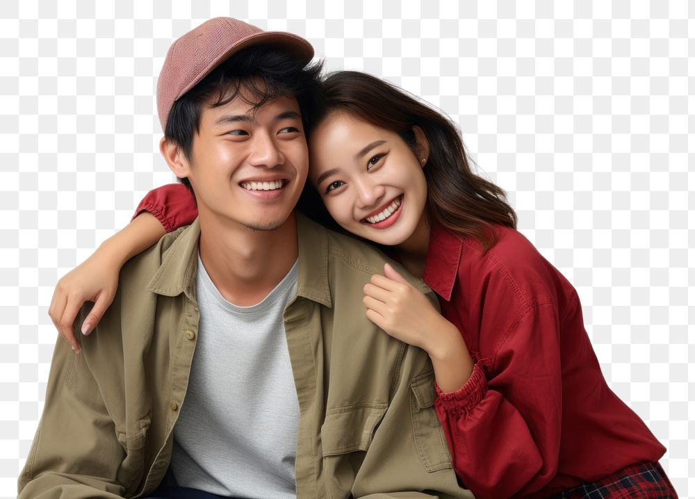 PNG Playful couple laughing portrait smile. AI generated Image by rawpixel.