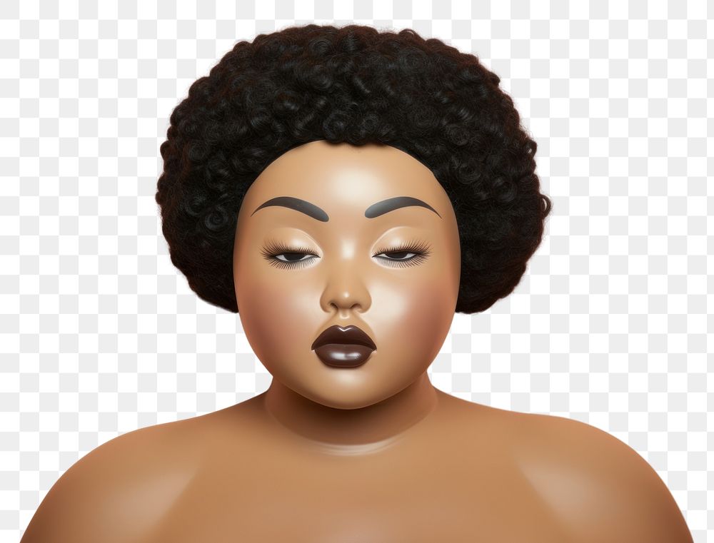 PNG Chubby female rubber doll portrait adult individuality. AI generated Image by rawpixel.