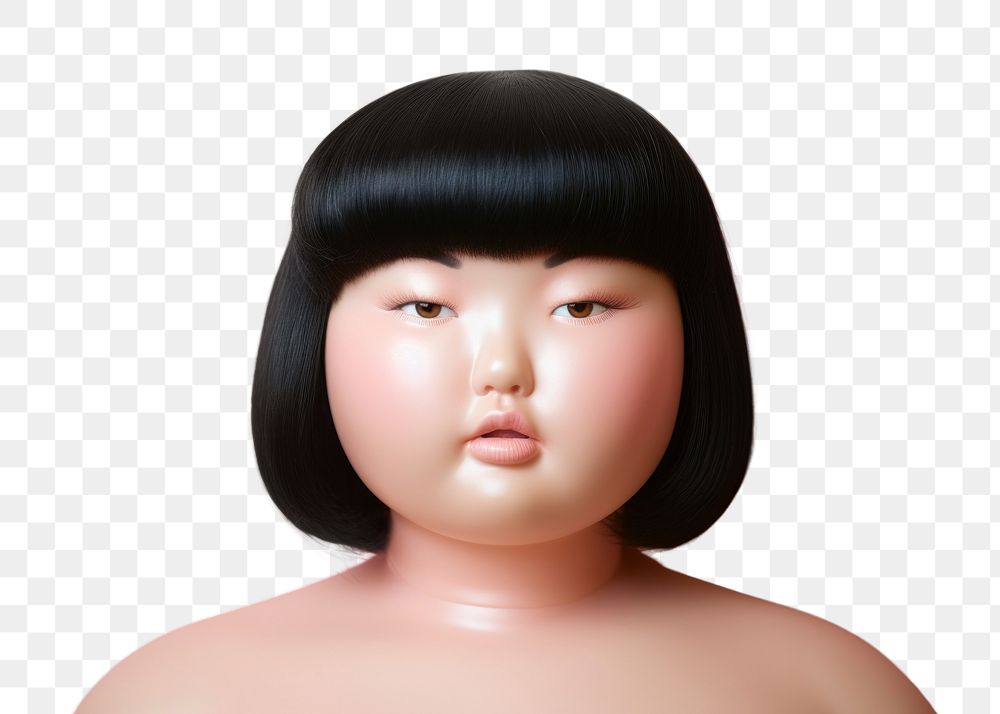 PNG Chubby female rubber doll portrait adult skin. AI generated Image by rawpixel.
