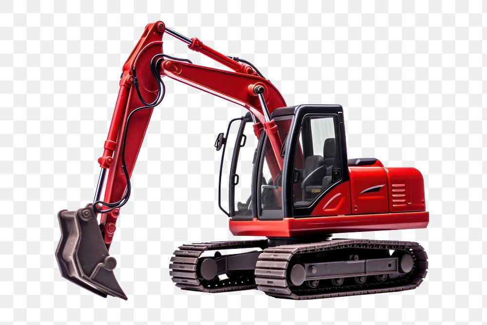 PNG Red excavator white background construction.