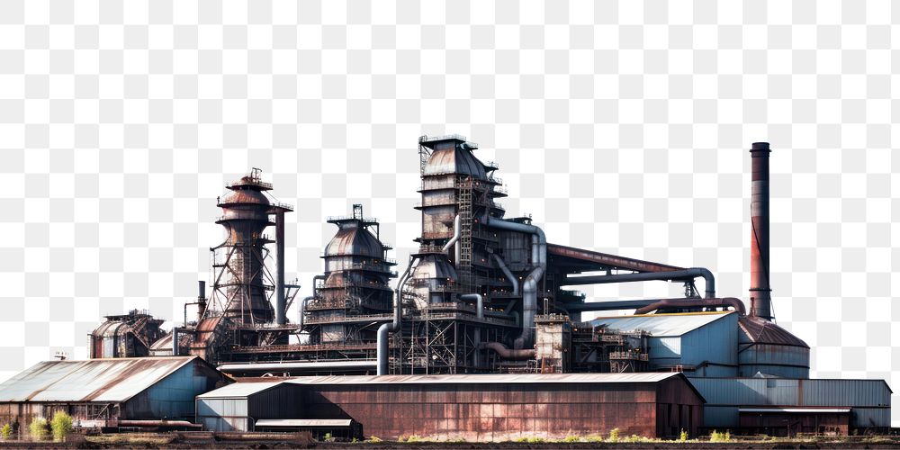 PNG  Steel mill architecture refinery factory. AI generated Image by rawpixel.