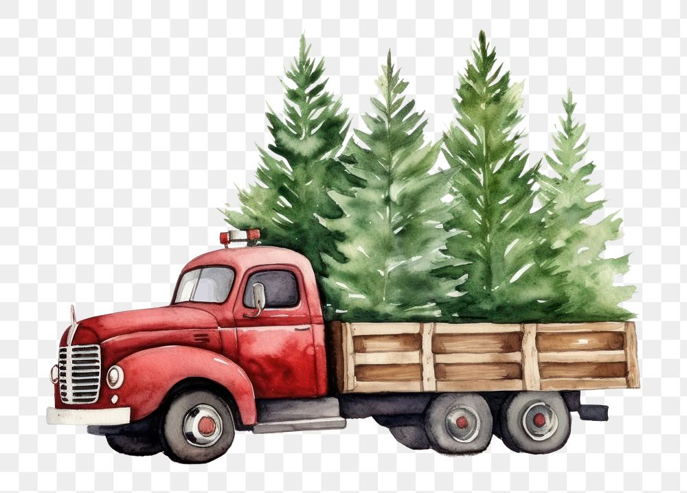 PNG Truck carrying a Christmas tree truck christmas vehicle. AI generated Image by rawpixel.