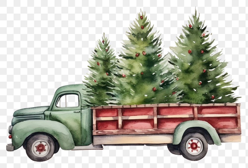 PNG Truck carrying a Christmas tree christmas truck vehicle