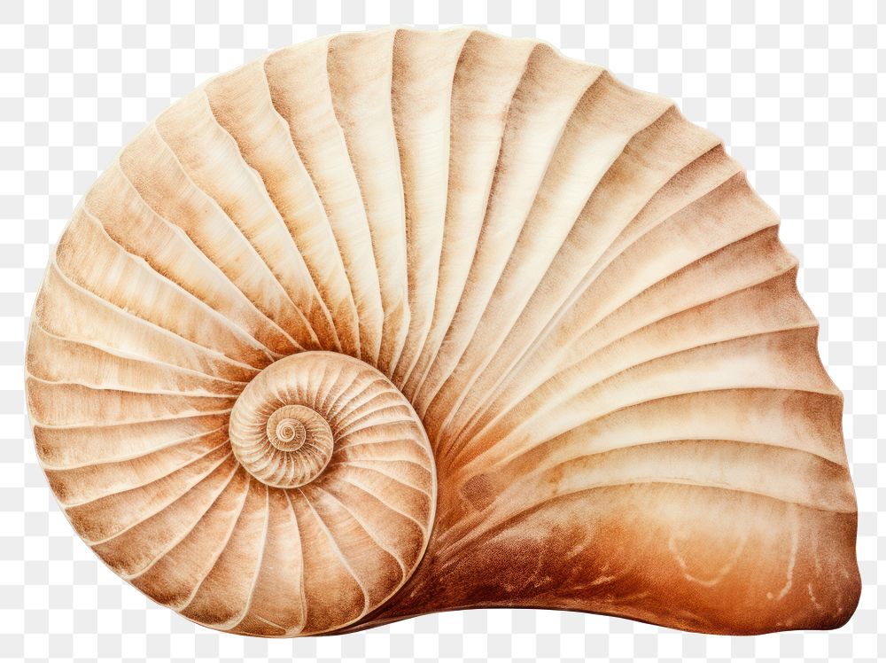 PNG Fossil mollusk shell seashell fossil white background. AI generated Image by rawpixel.