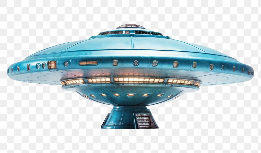 PNG Blue vintage ufo white background transportation architecture. 