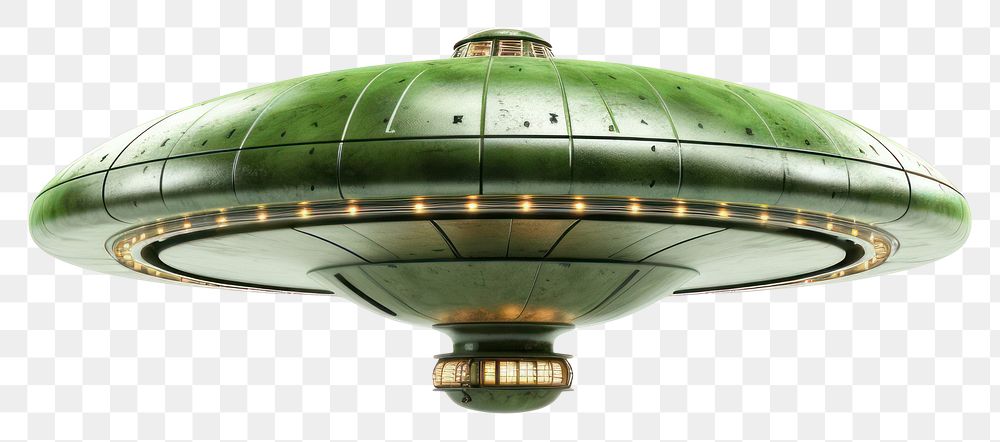 PNG Green vintage ufo white background transportation architecture. AI generated Image by rawpixel.