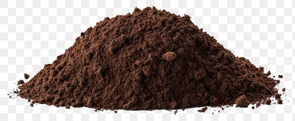 PNG Dark brown soil powder white background ingredient. AI generated Image by rawpixel.