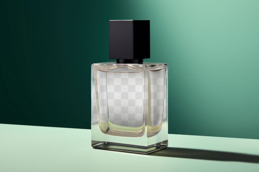 Perfume bottle png mockup, transparent product packaging