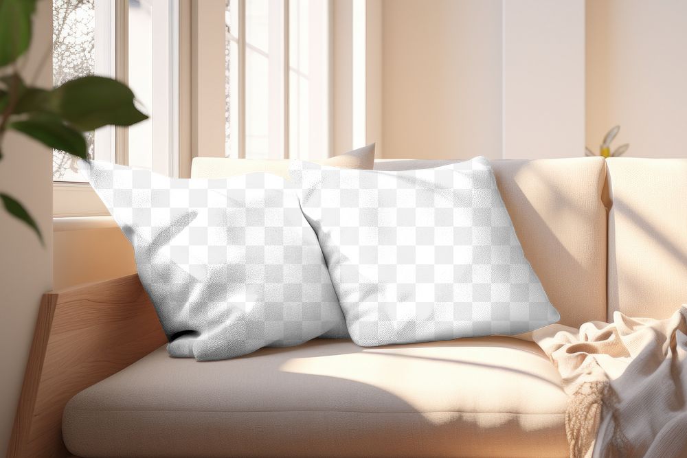 Cushion pillow case png mockup, transparent design