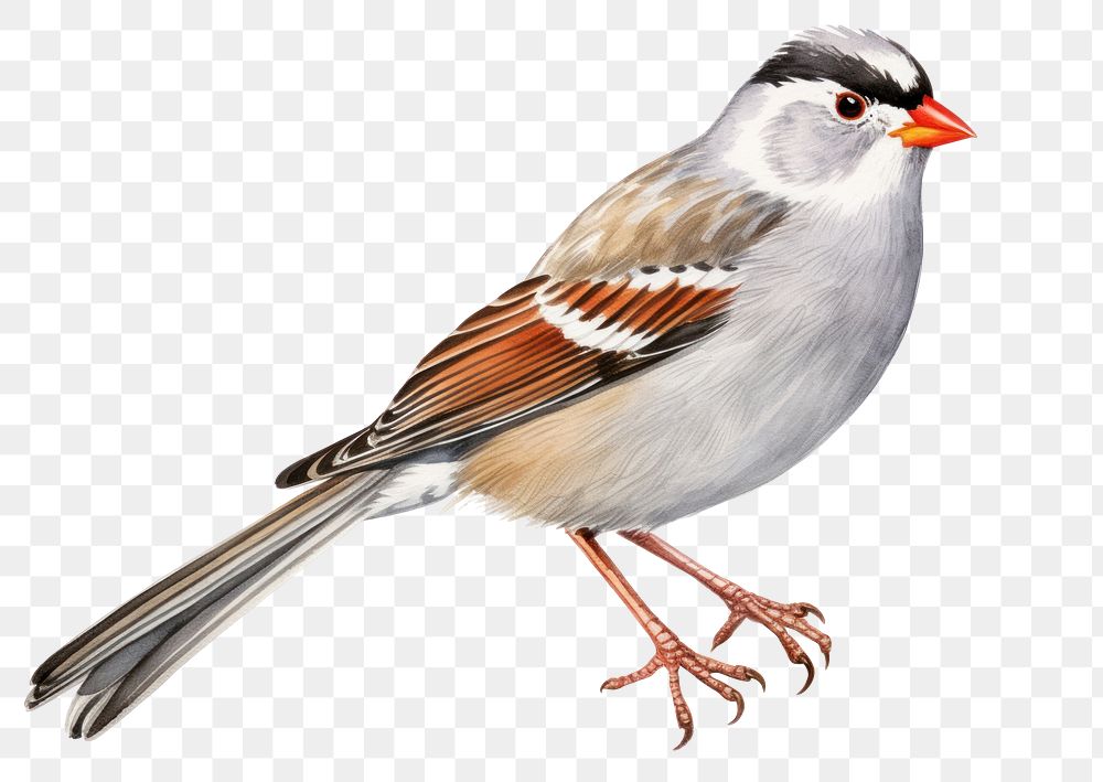PNG White Crowned Sparrow sparrow animal bird. AI generated Image by rawpixel.