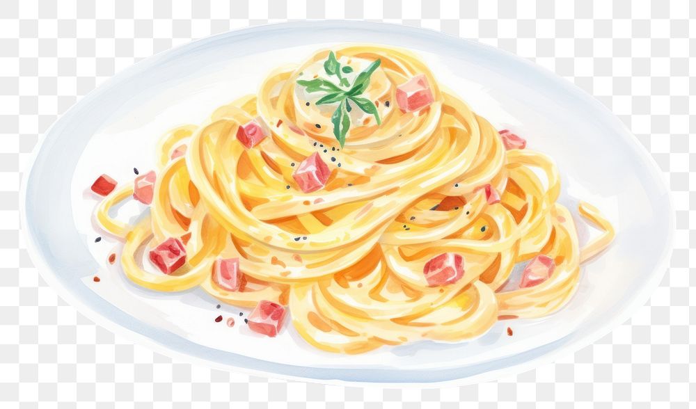 PNG Carbonara spaghetti pasta plate. 