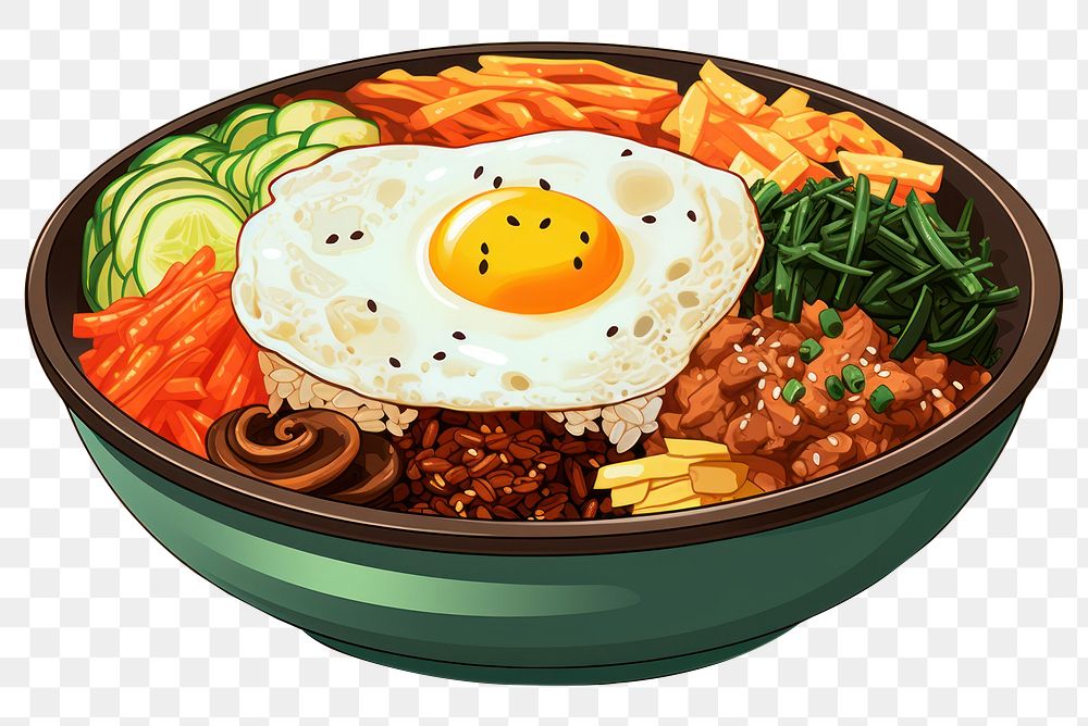 PNG Bibimbap food egg vegetable. 