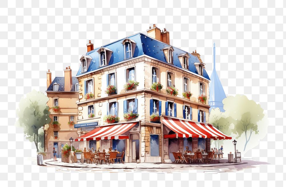 PNG France architecture restaurant building. AI generated Image by rawpixel.