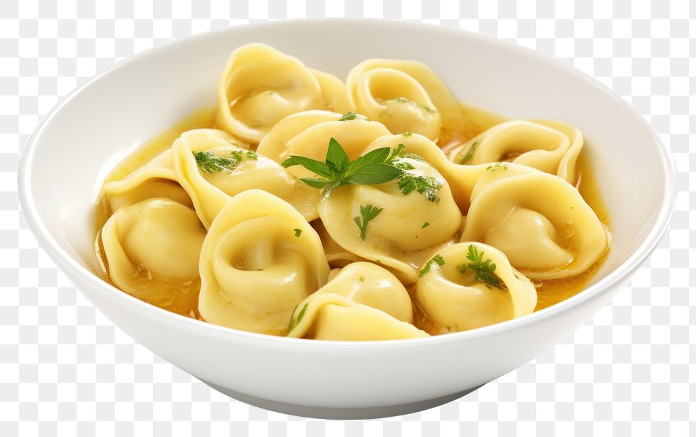 PNG Tortellini pasta plate food. 