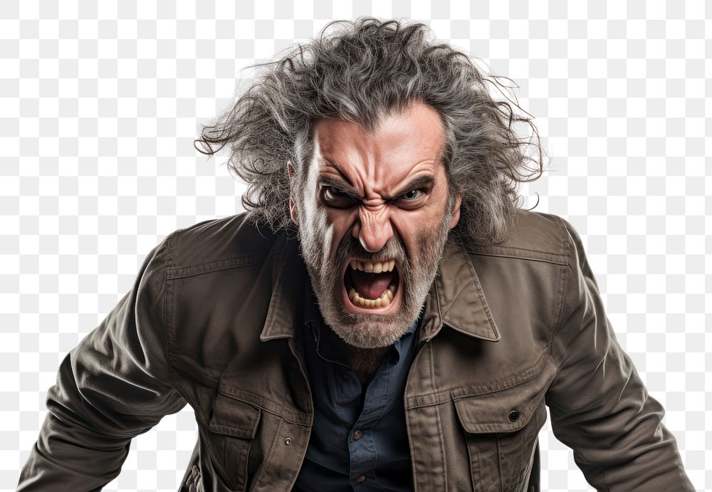 PNG  Angry man shouting adult white background. AI generated Image by rawpixel.