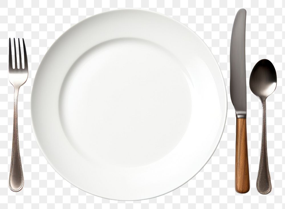 PNG Empty plate spoon knife fork. AI generated Image by rawpixel.