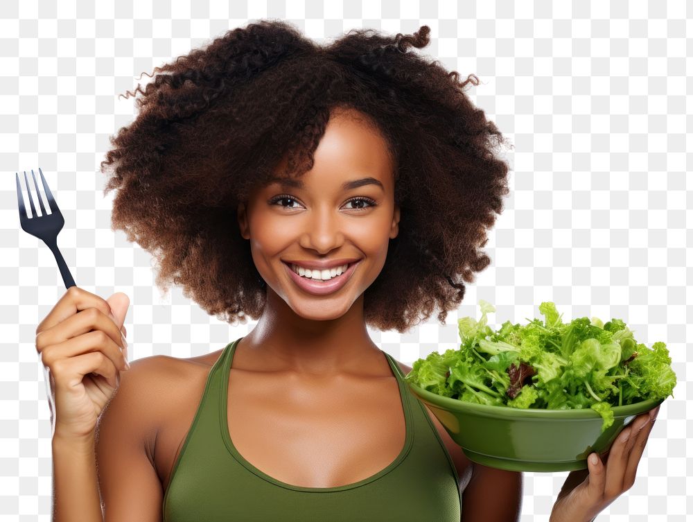 PNG African american women holding salad adult. AI generated Image by rawpixel.