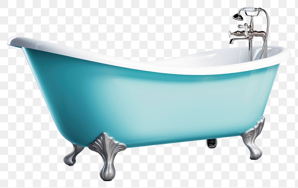 PNG Retro bathtub white background turquoise bathroom. AI generated Image by rawpixel.