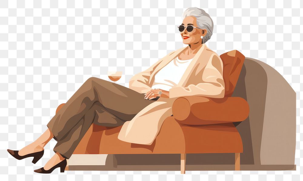 PNG Grandmother furniture sitting chair. AI generated Image by rawpixel.